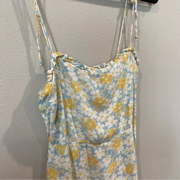 Cotton Candy LA Floral Summer Midi Dress Split Leg Blue Yellow Small - Picture 8 of 10